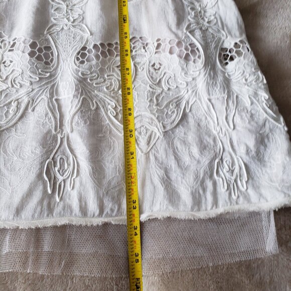 BCBG Maxazria Runway Simona Linen Silk Embroidered Eyelet Dress - Picture 9 of 13